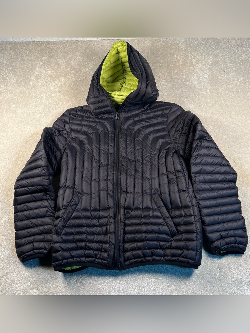 Down Puffer Coat Lightweight Black Halifax Traders Zip Up Large